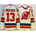 Men's New Jersey Devils #13 Nico Hischier White 2022 Reverse Retro Authentic Jersey
