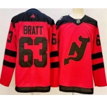Men's New Jersey Devils #63 Jesper Bratt Red 2024 Stadium Series Authentic Jersey