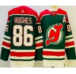 Men's New Jersey Devils #86 Jack Hughes Green 2021 Reverse Retro Authentic Jersey
