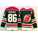Men's New Jersey Devils #86 Jack Hughes Green Red 2024-25 With A Patch Stitched Hockey Jersey