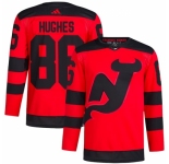 Men's New Jersey Devils #86 Jack Hughes Red 2023-2024 Stadium Series Stitched Jersey
