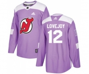 New Jersey Devils #12 Ben Lovejoy Authentic Purple Fights Cancer Practice Hockey Jersey
