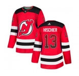 New Jersey Devils #13 Nico Hischier Authentic Red Drift Fashion Hockey Jersey