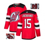 New Jersey Devils #15 Jamie Langenbrunner Authentic Red Fashion Gold Hockey Jersey