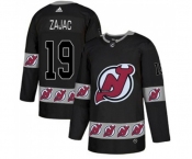 New Jersey Devils #19 Travis Zajac Authentic Black Team Logo Fashion Hockey Jersey