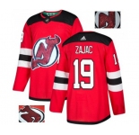 New Jersey Devils #19 Travis Zajac Authentic Red Fashion Gold Hockey Jersey