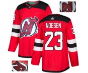 New Jersey Devils #23 Stefan Noesen Authentic Red Fashion Gold Hockey Jersey