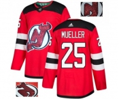 New Jersey Devils #25 Mirco Mueller Authentic Red Fashion Gold Hockey Jersey