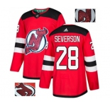 New Jersey Devils #28 Damon Severson Authentic Red Fashion Gold Hockey Jersey