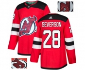 New Jersey Devils #28 Damon Severson Authentic Red Fashion Gold Hockey Jersey