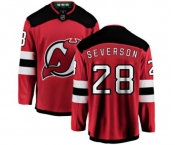 New Jersey Devils #28 Damon Severson Fanatics Branded Red Home Breakaway Hockey Jersey