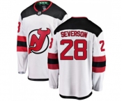 New Jersey Devils #28 Damon Severson Fanatics Branded White Away Breakaway Hockey Jersey