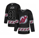 New Jersey Devils #31 Eddie Lack Authentic Black Team Logo Fashion Hockey Jersey
