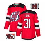 New Jersey Devils #31 Eddie Lack Authentic Red Fashion Gold Hockey Jersey