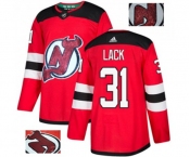 New Jersey Devils #31 Eddie Lack Authentic Red Fashion Gold Hockey Jersey