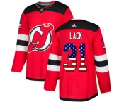 New Jersey Devils #31 Eddie Lack Authentic Red USA Flag Fashion Hockey Jersey