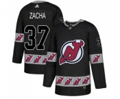 New Jersey Devils #37 Pavel Zacha Authentic Black Team Logo Fashion Hockey Jersey