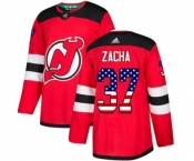 New Jersey Devils #37 Pavel Zacha Authentic Red USA Flag Fashion Hockey Jersey