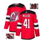 New Jersey Devils #41 Michael McLeod Authentic Red Fashion Gold Hockey Jersey