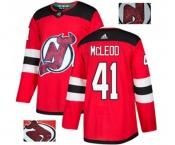 New Jersey Devils #41 Michael McLeod Authentic Red Fashion Gold Hockey Jersey