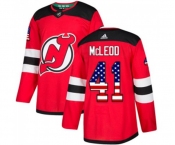 New Jersey Devils #41 Michael McLeod Authentic Red USA Flag Fashion Hockey Jersey