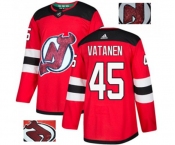 New Jersey Devils #45 Sami Vatanen Authentic Red Fashion Gold Hockey Jersey