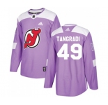 New Jersey Devils #49 Eric Tangradi Authentic Purple Fights Cancer Practice Hockey Jersey