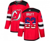 New Jersey Devils #63 Jesper Bratt Authentic Red USA Flag Fashion Hockey Jersey