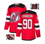 New Jersey Devils #90 Marcus Johansson Authentic Red Fashion Gold Hockey Jersey