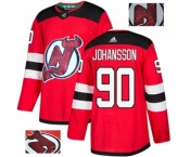 New Jersey Devils #90 Marcus Johansson Authentic Red Fashion Gold Hockey Jersey