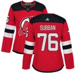 Devils #76 P. K. Subban Red Home Authentic Women's Stitched Hockey Jersey