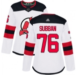 Devils #76 P. K. Subban White Road Authentic Women's Stitched Hockey Jersey