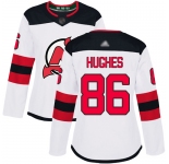 Devils #86 Jack Hughes White Road Authentic Women's Stitched Hockey Jersey