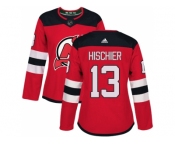 Women Adidas New Jersey Devils #13 Nico Hischier Red Home Authentic Stitched NHL Jersey