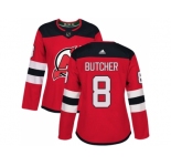 Women Adidas New Jersey Devils #8 Will Butcher Red Home Authentic Stitched NHL Jersey