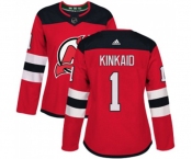 Women New Jersey Devils #1 Keith Kinkaid Authentic Red Home Hockey Jersey