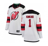 Women New Jersey Devils #1 Keith Kinkaid Fanatics Branded White Away Breakaway Hockey Jersey