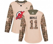 Women New Jersey Devils #11 Brian Boyle Authentic Camo Veterans Day Practice Hockey Jersey