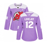 Women New Jersey Devils #12 Ben Lovejoy Authentic Purple Fights Cancer Practice Hockey Jersey