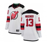 Women New Jersey Devils #13 Nico Hischier Fanatics Branded White Away Breakaway Hockey Jersey