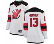 Women New Jersey Devils #13 Nico Hischier Fanatics Branded White Away Breakaway Hockey Jersey