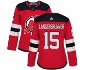 Women New Jersey Devils #15 Jamie Langenbrunner Authentic Red Home Hockey Jersey