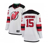 Women New Jersey Devils #15 Jamie Langenbrunner Fanatics Branded White Away Breakaway Hockey Jersey