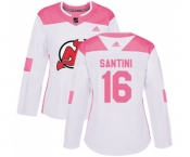 Women New Jersey Devils #16 Steve Santini Authentic White Pink Fashion Hockey Jersey