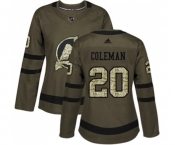 Women New Jersey Devils #20 Blake Coleman Authentic Green Salute to Service Hockey Jersey