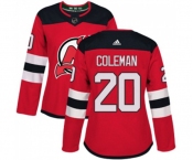 Women New Jersey Devils #20 Blake Coleman Authentic Red Home Hockey Jersey