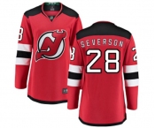 Women New Jersey Devils #28 Damon Severson Fanatics Branded Red Home Breakaway Hockey Jersey