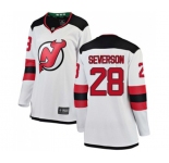 Women New Jersey Devils #28 Damon Severson Fanatics Branded White Away Breakaway Hockey Jersey