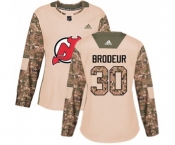 Women New Jersey Devils #30 Martin Brodeur Authentic Camo Veterans Day Practice Hockey Jersey