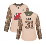 Women New Jersey Devils #31 Eddie Lack Authentic Camo Veterans Day Practice Hockey Jersey